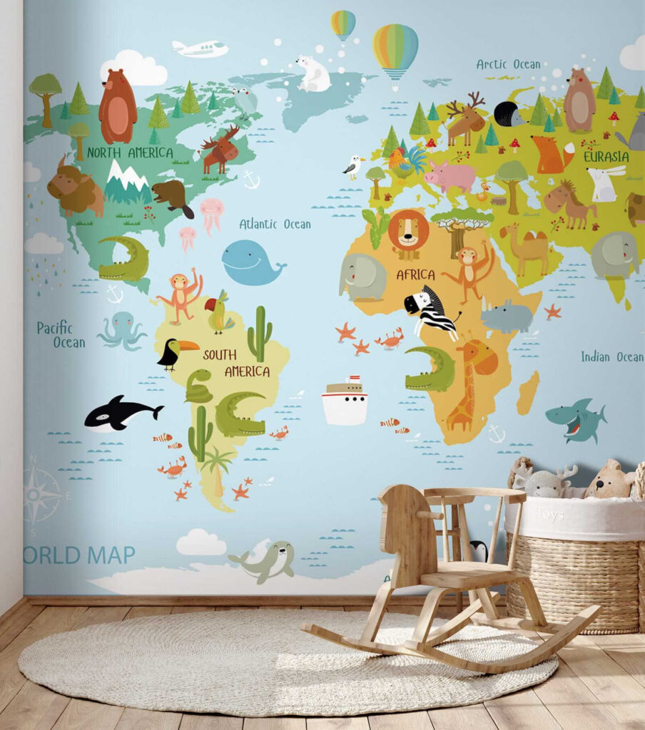 Mapa-múndi com animais desenhados — interior 4