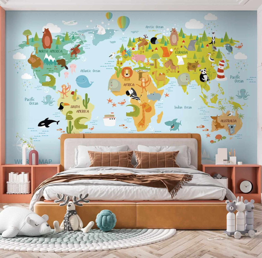 Mapa-múndi com animais desenhados — interior 6