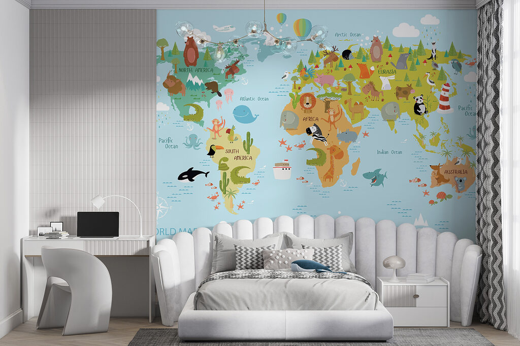 Mapa-múndi com animais desenhados — interior 10