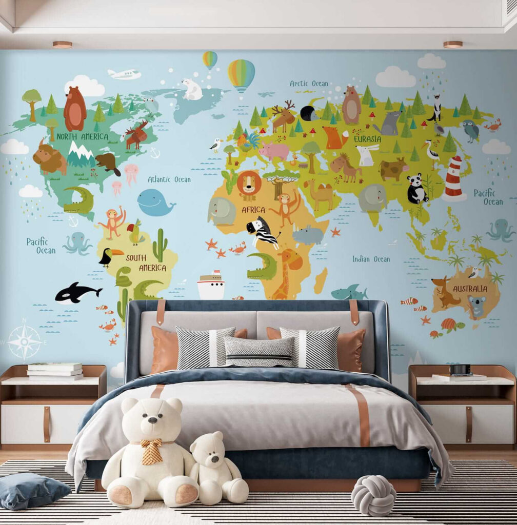 Mapa-múndi com animais desenhados — interior 7