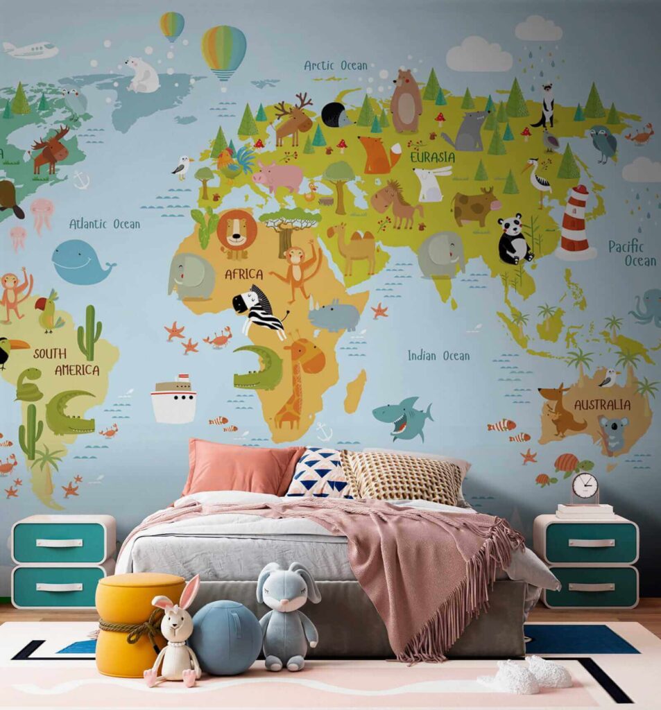 Mapa-múndi com animais desenhados — interior 8