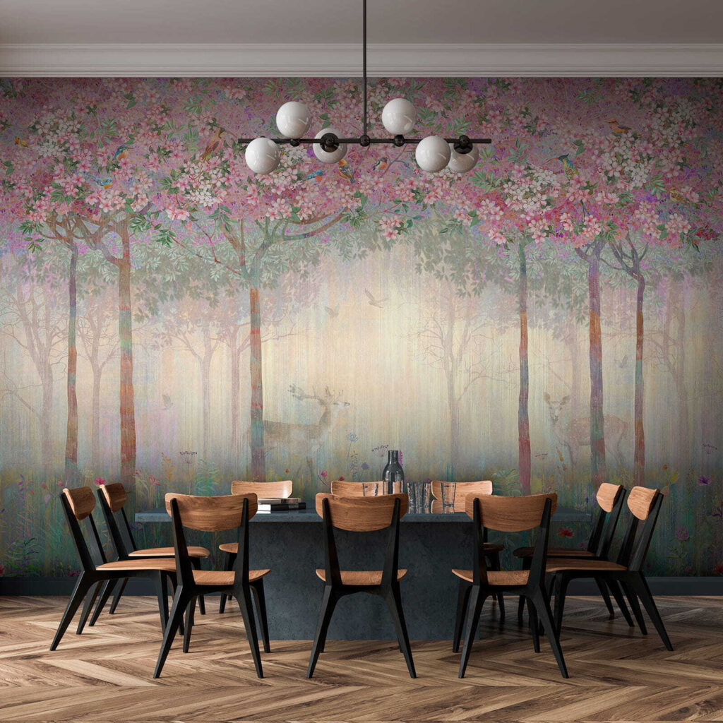 Veados num bosque florido — interior 7