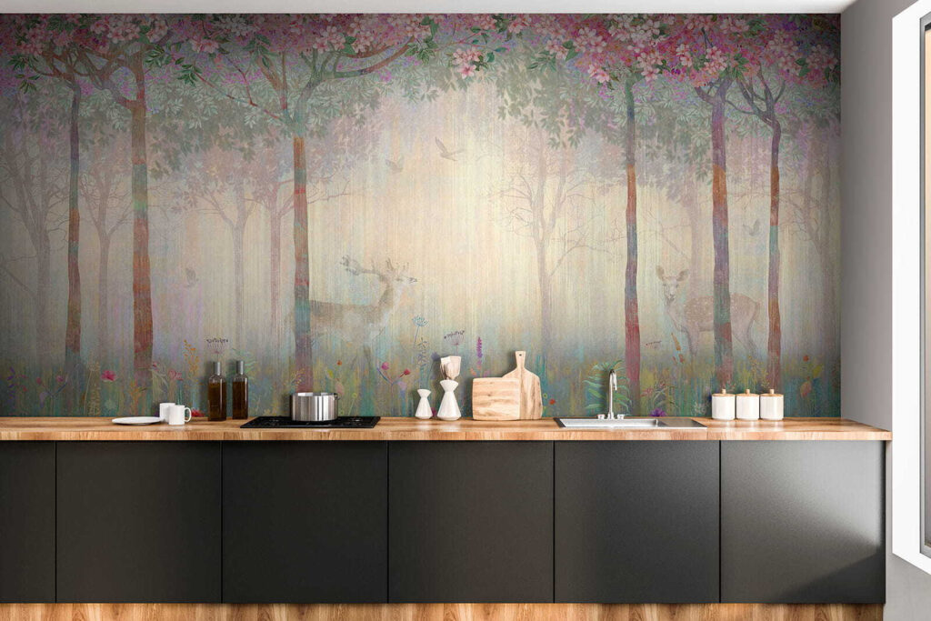 Veados num bosque florido — interior 8