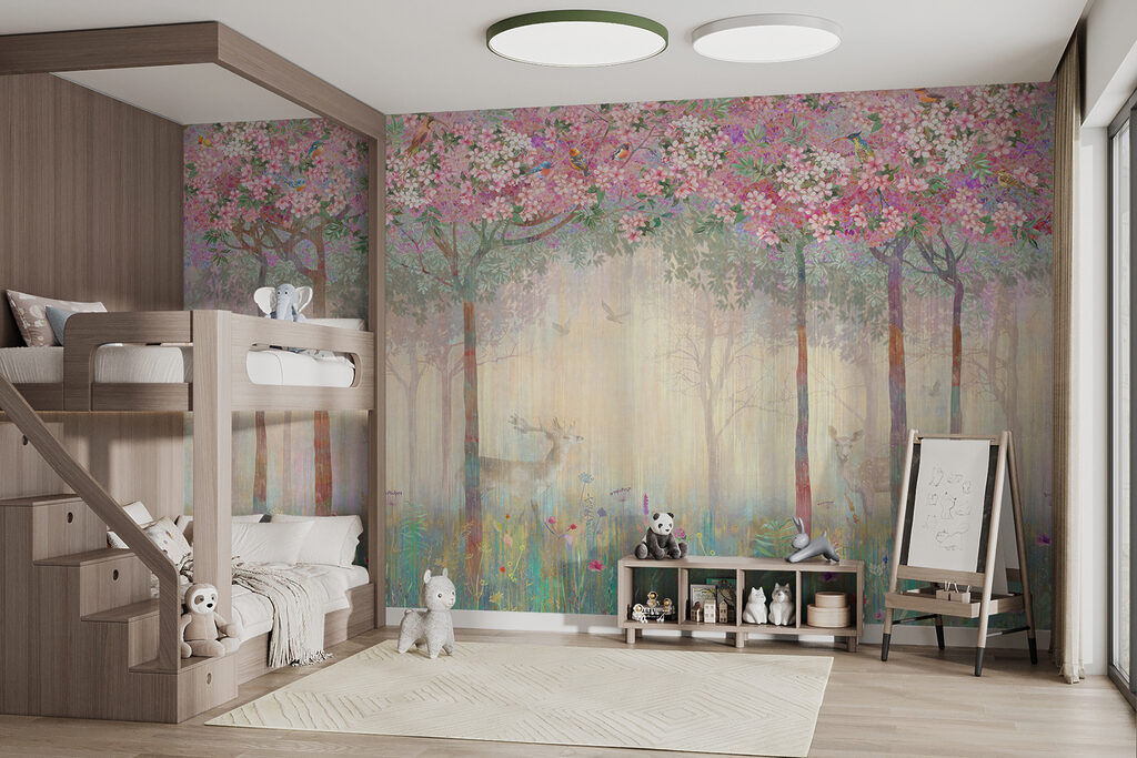 Veados num bosque florido — interior 12