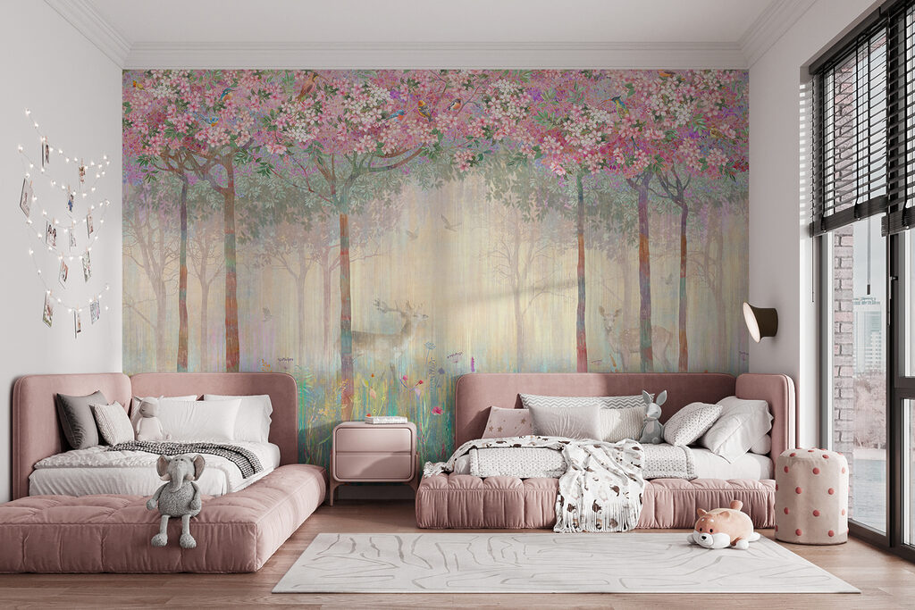 Veados num bosque florido — interior 13