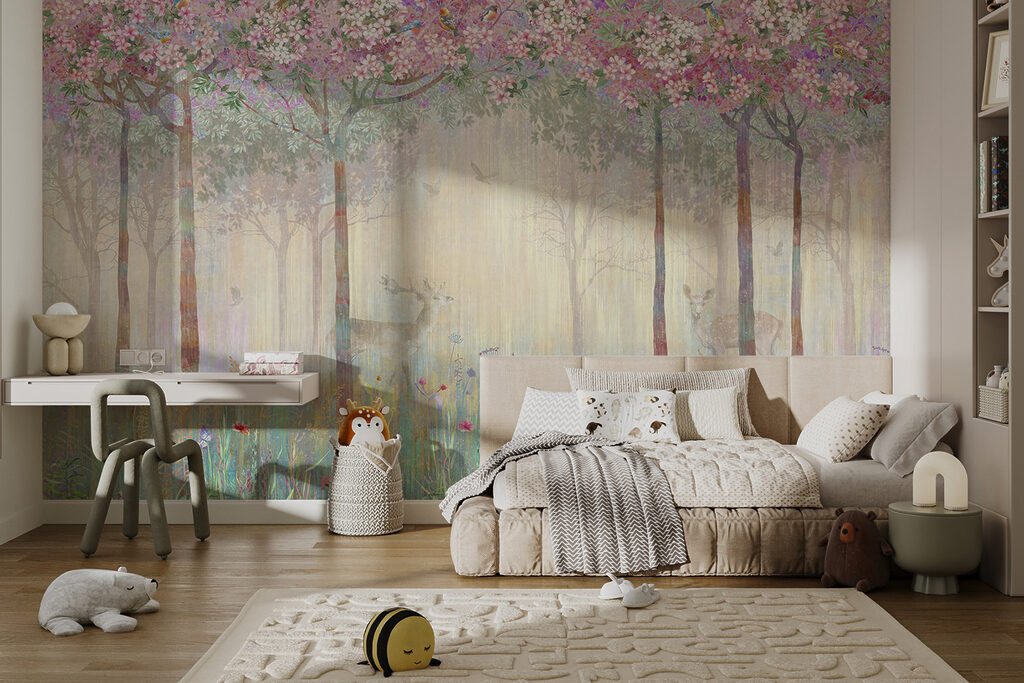 Veados num bosque florido — interior 14