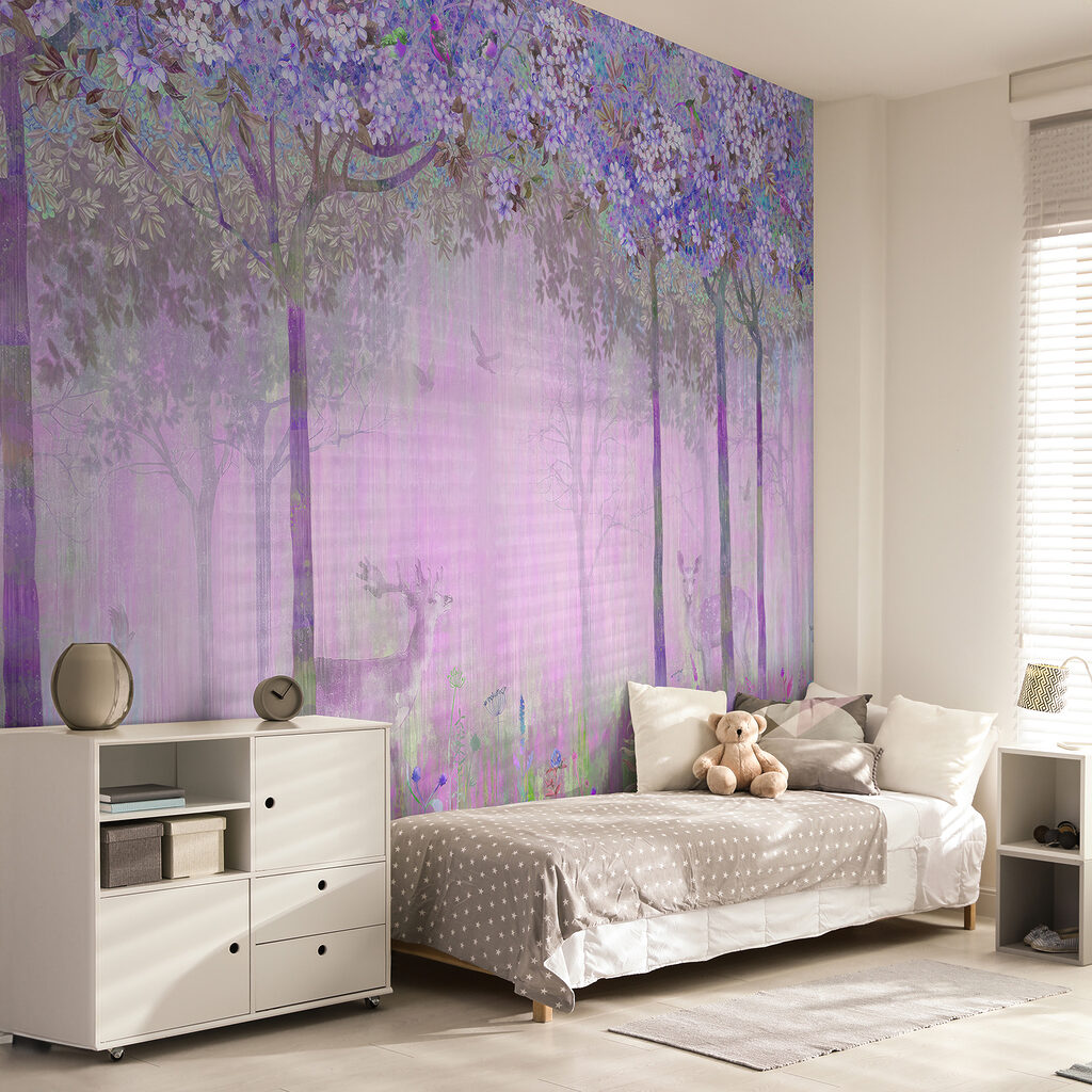 Veados num bosque florido — interior 1