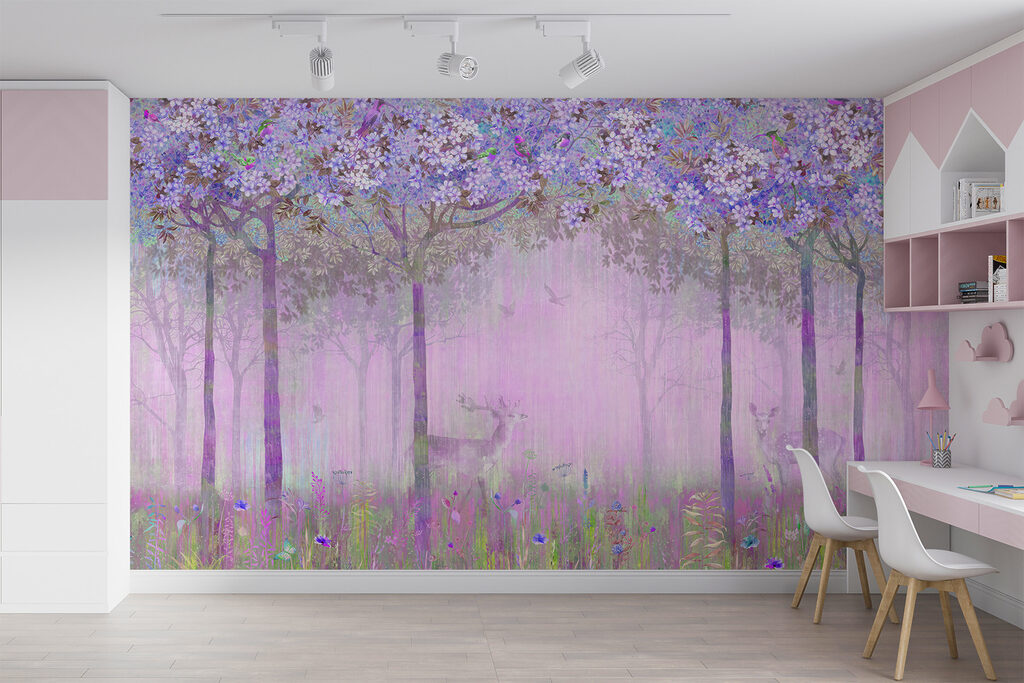 Veados num bosque florido — interior 2