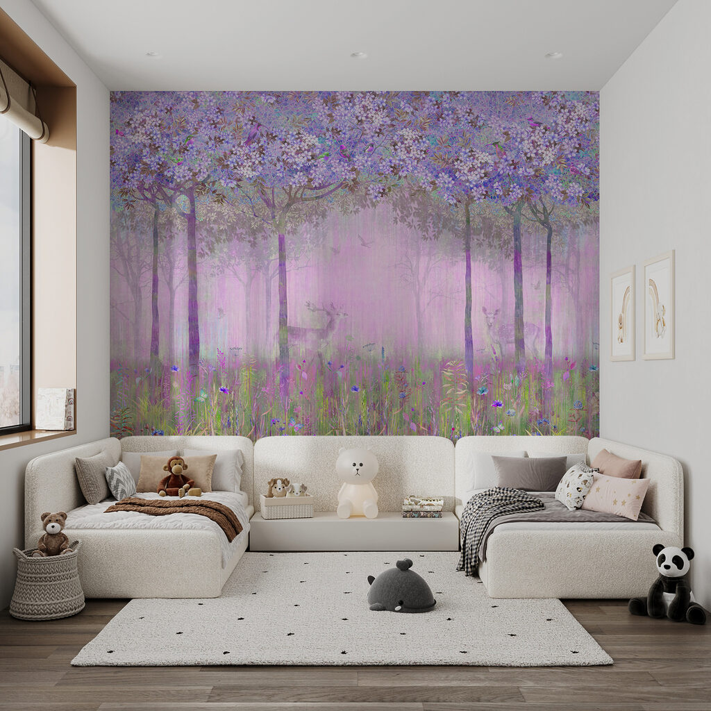 Veados num bosque florido — interior 3