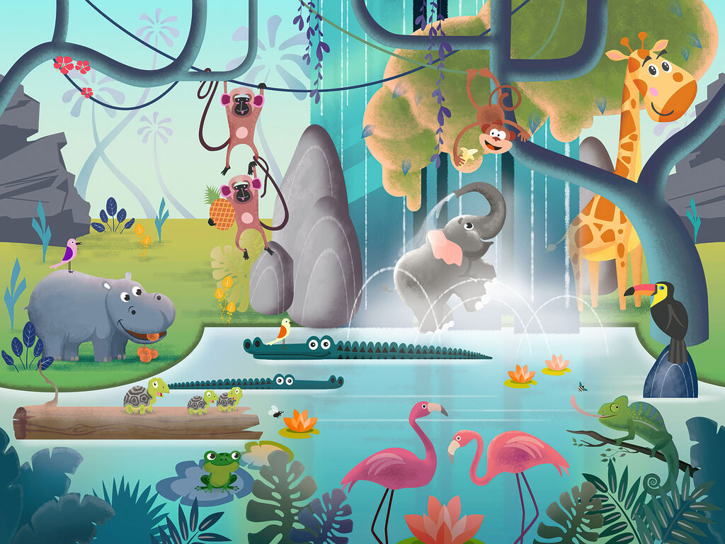 Brincadeira na selva — design completo