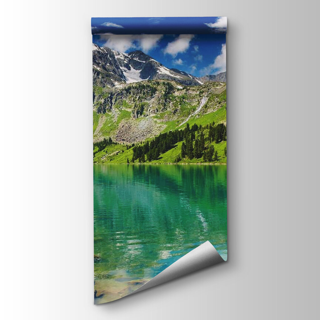 Montanhas refletidas em turquesa — vista do produto