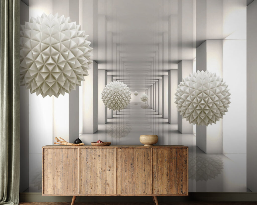 Esferas facetadas no corredor — interior 2