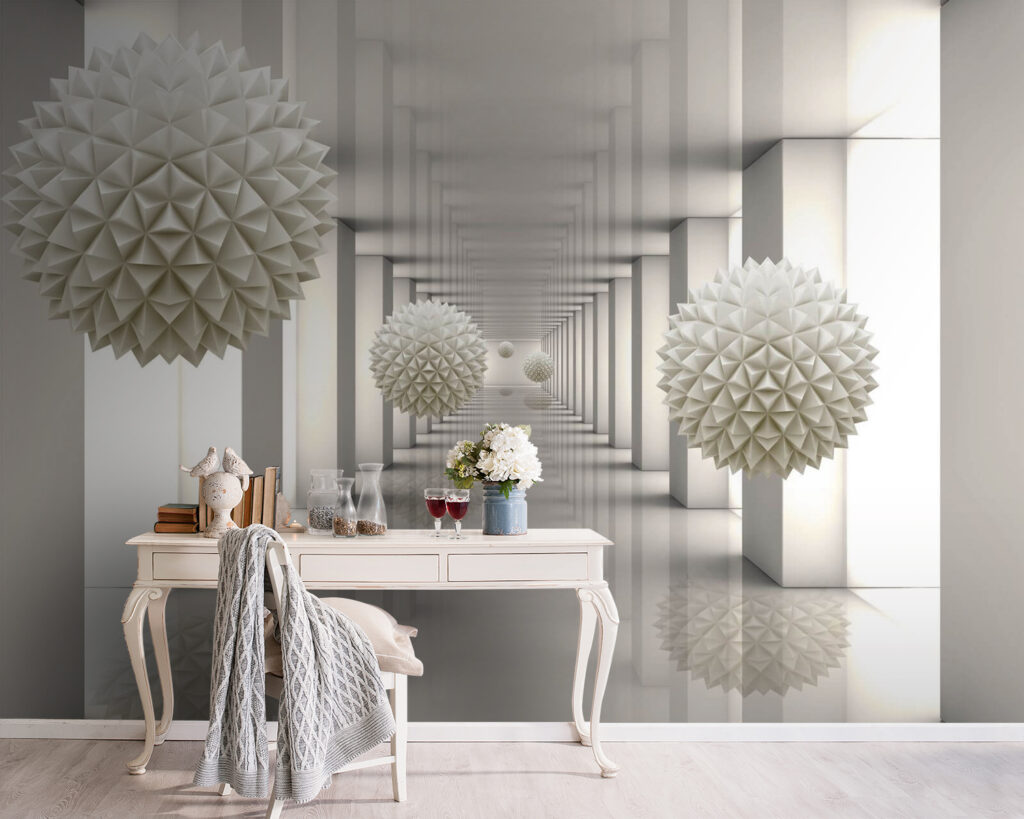 Esferas facetadas no corredor — interior 4