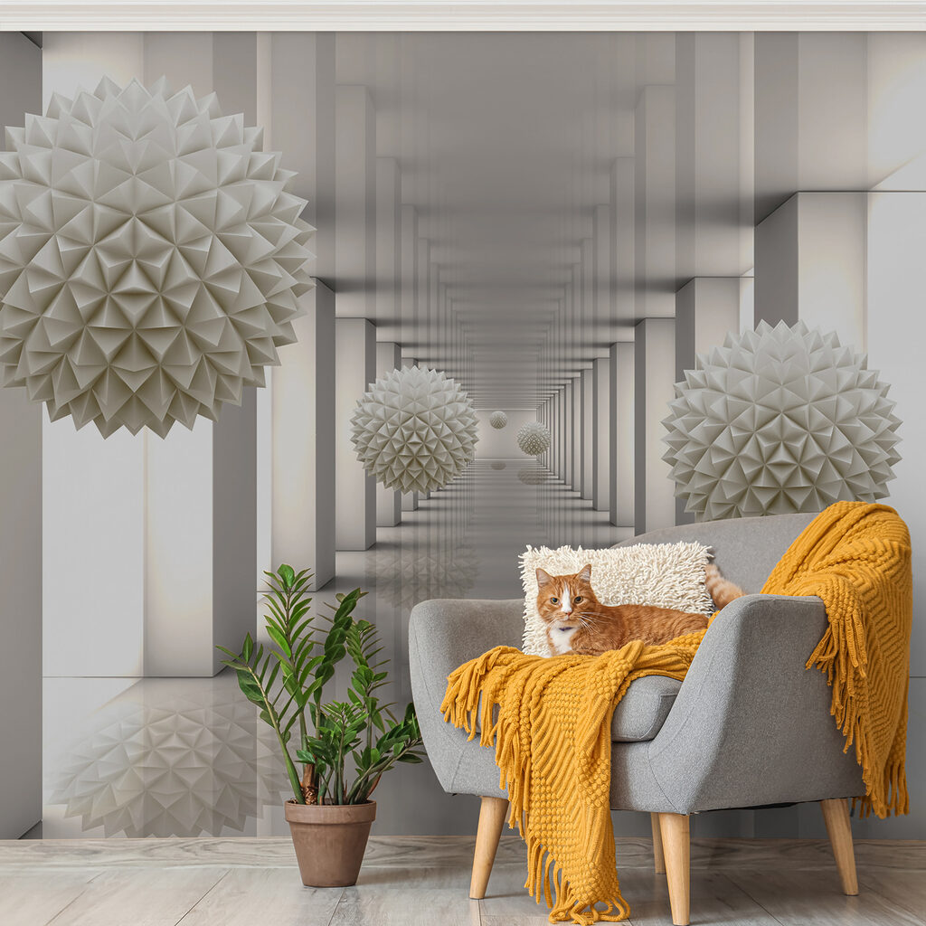 Esferas facetadas no corredor — interior 7