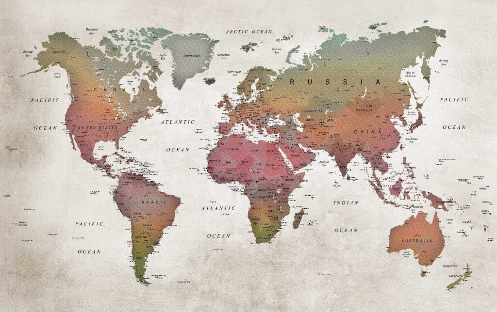 Mapa do mundo envelhecido — design completo