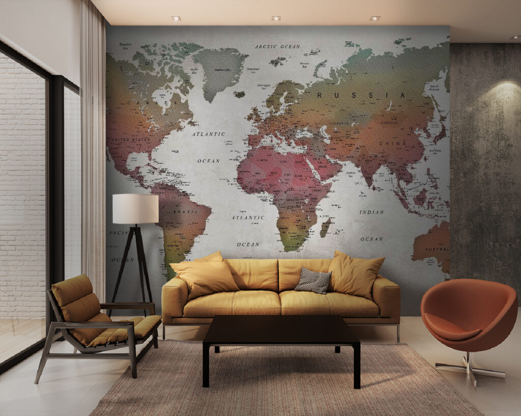 Mapa do mundo envelhecido — interior 2