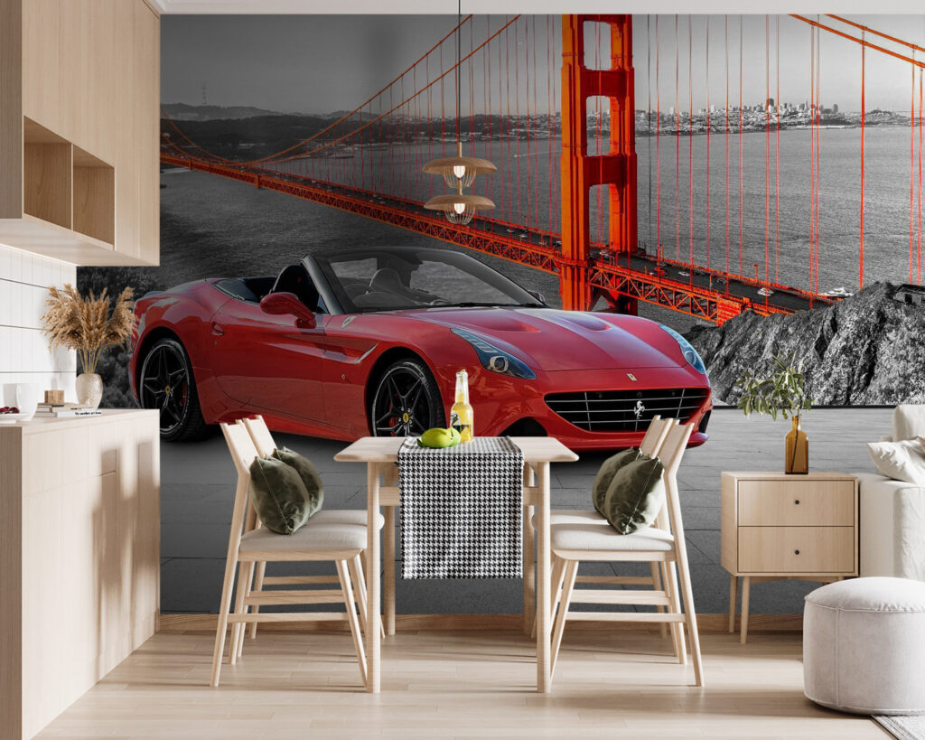 Desportivo vermelho na ponte — interior 2