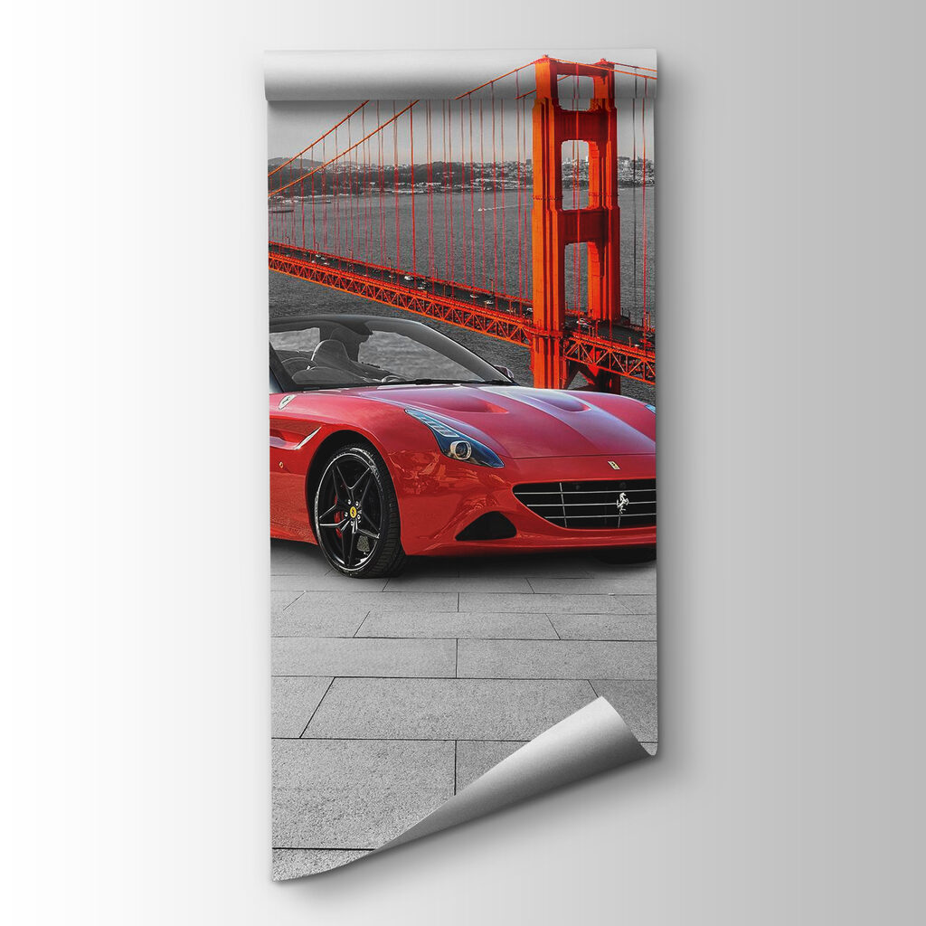 Desportivo vermelho na ponte — vista do produto