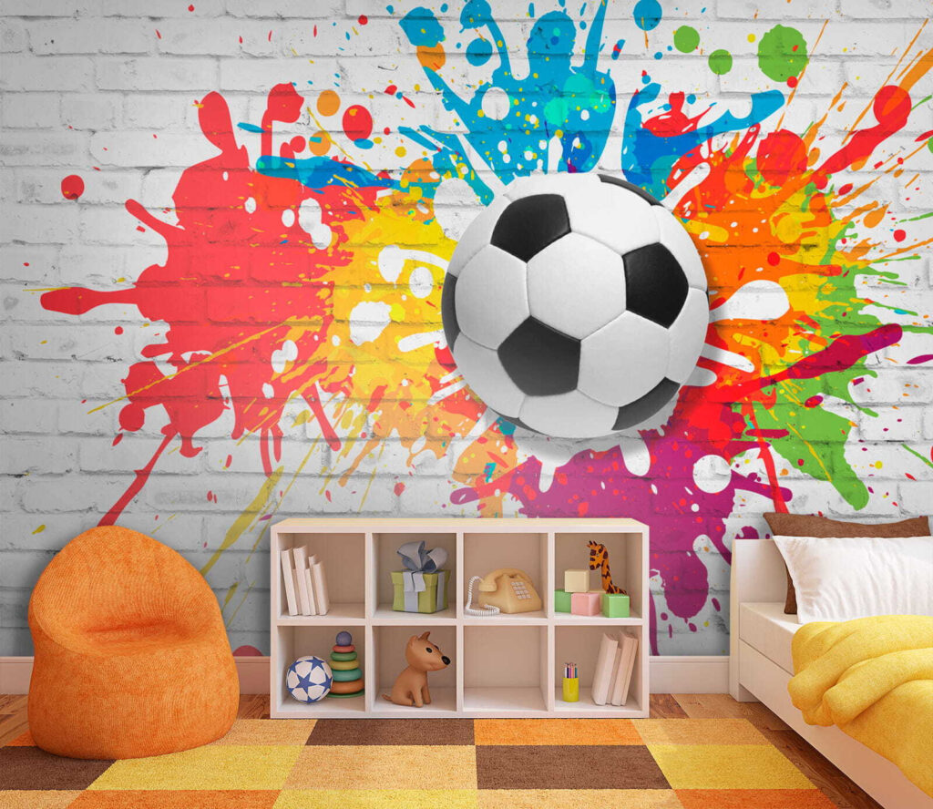 Futebol entre salpicos coloridos — interior 3