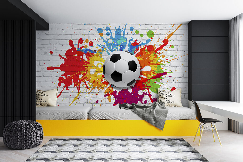 Futebol entre salpicos coloridos — interior 10