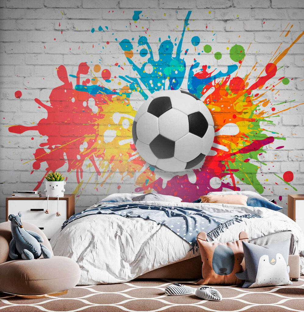 Futebol entre salpicos coloridos — interior 2