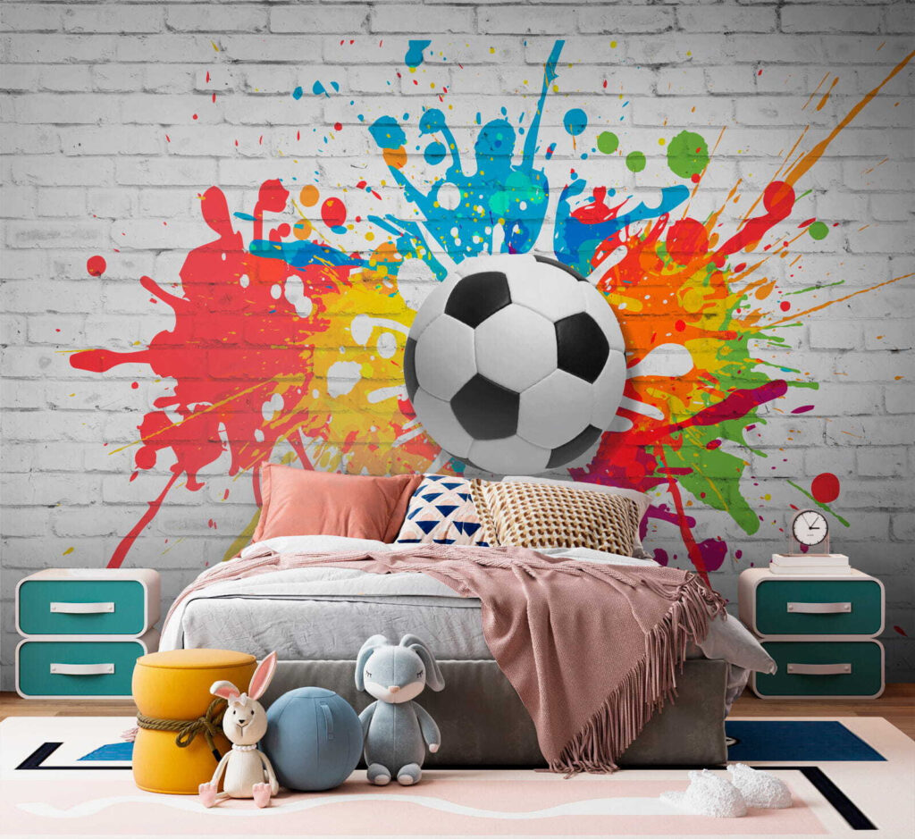 Futebol entre salpicos coloridos — interior 4
