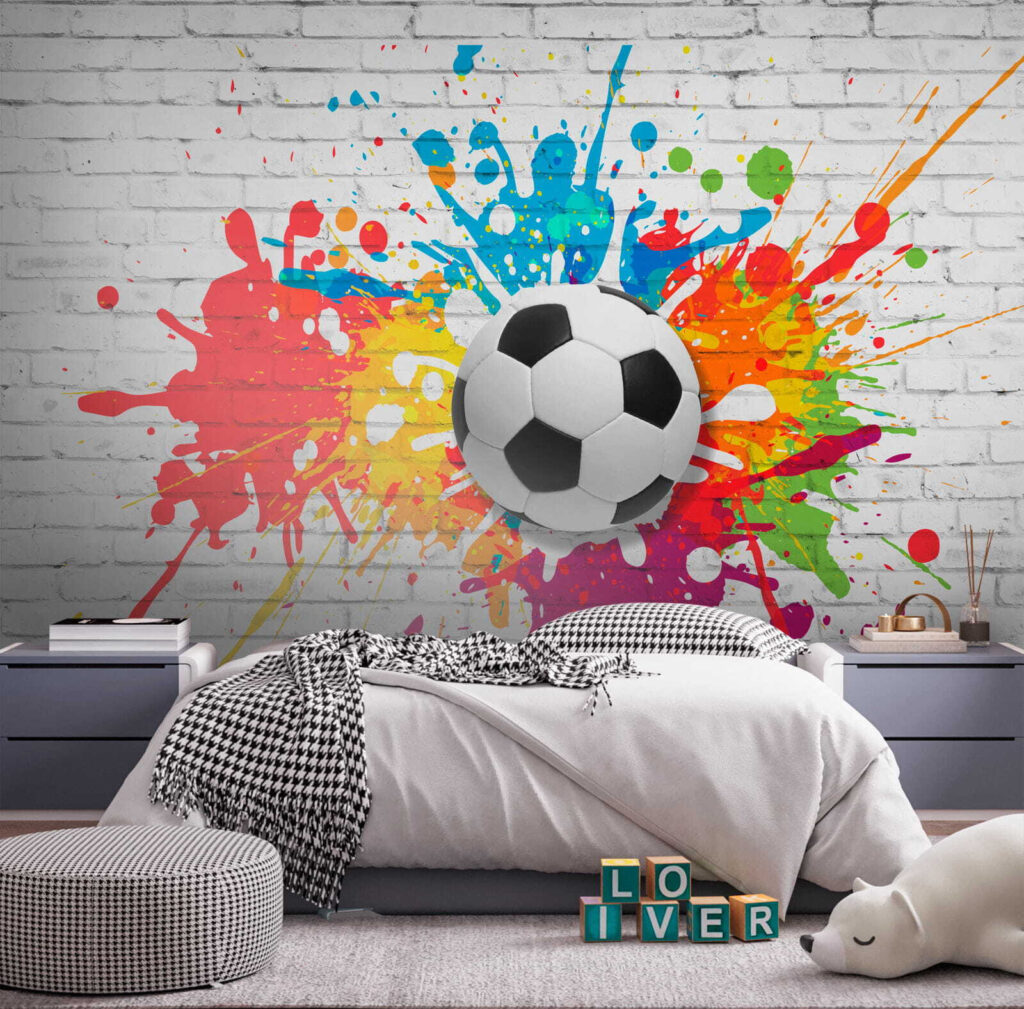 Futebol entre salpicos coloridos — interior 5