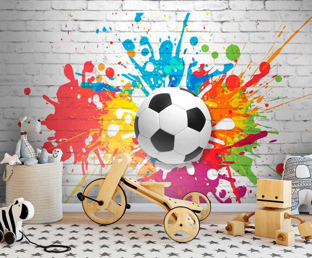 Futebol entre salpicos coloridos — interior 8