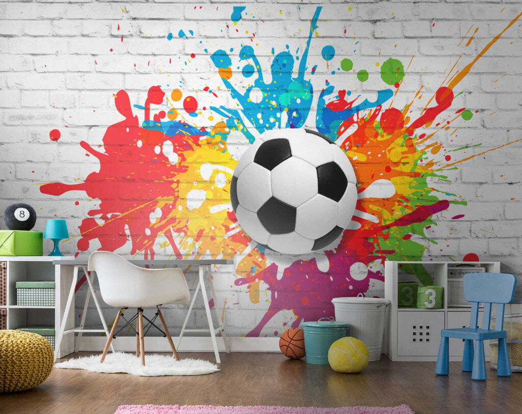 Futebol entre salpicos coloridos — interior 9