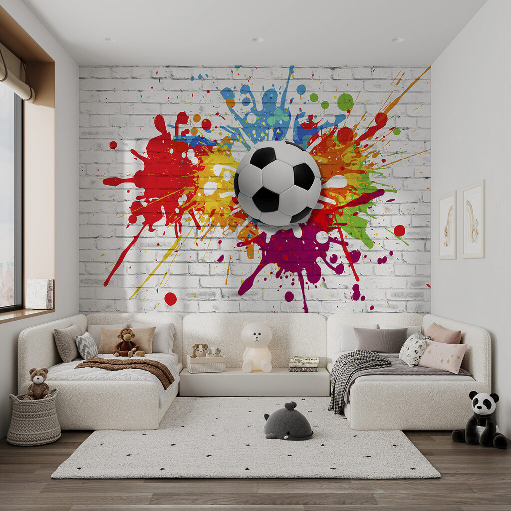 Futebol entre salpicos coloridos — interior 11