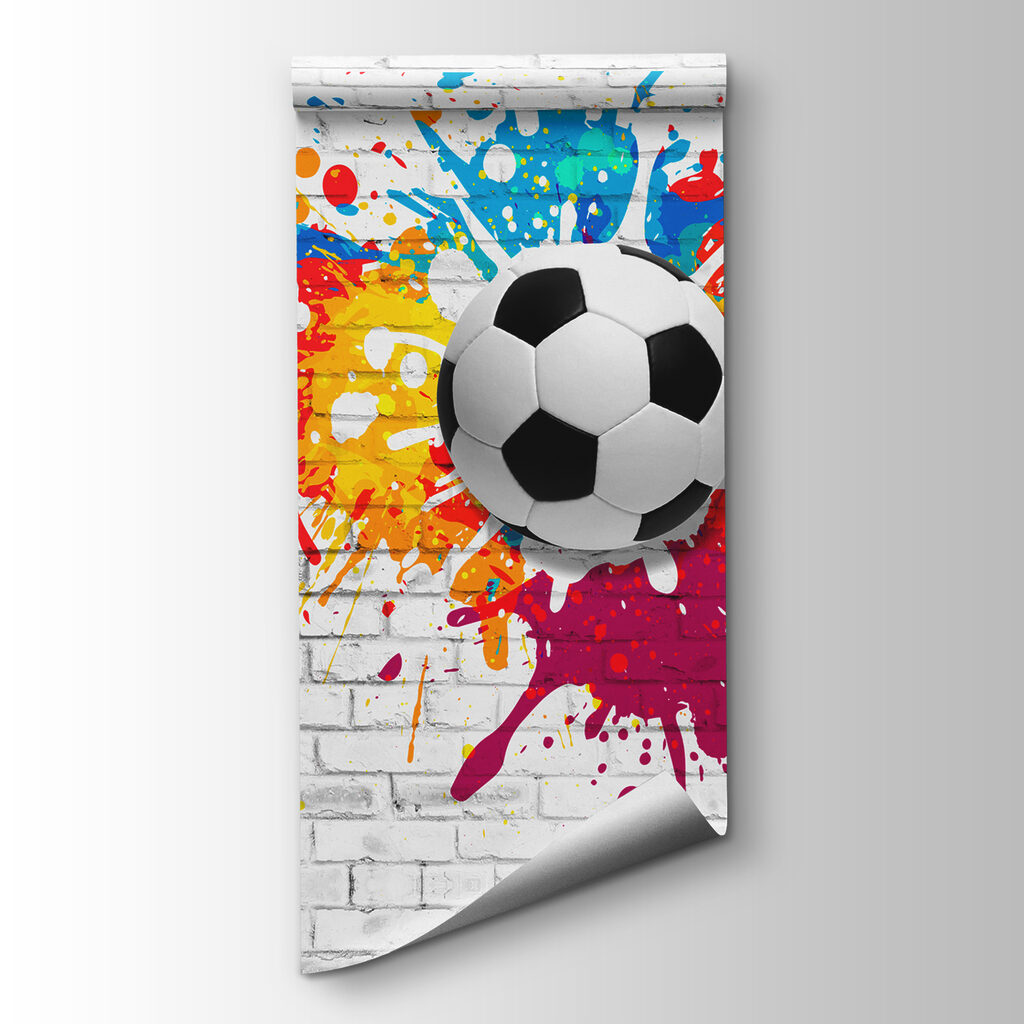 Futebol entre salpicos coloridos — vista do produto