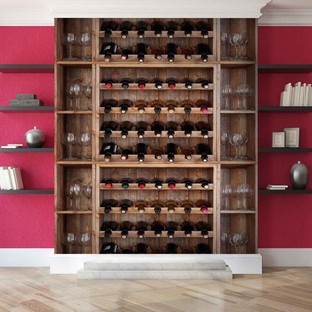 Estante de vinhos num interior