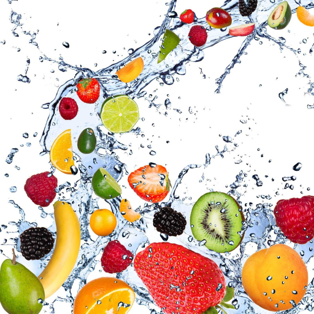 Fruta entre gotas — design completo