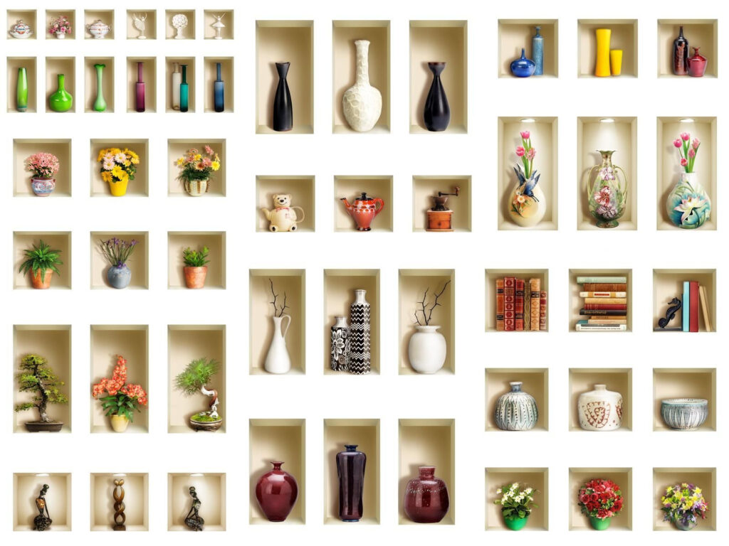 Nichos com vasos antigos — design completo