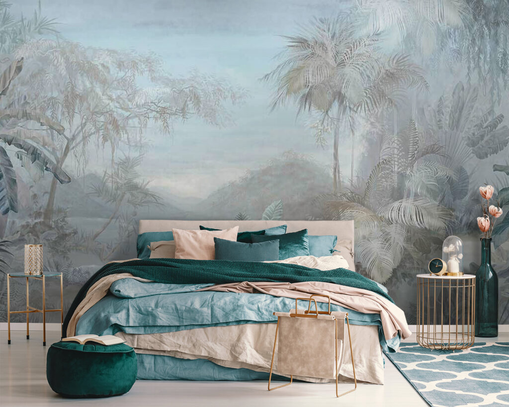 Folhas tropicais em azul-gelo — interior 2
