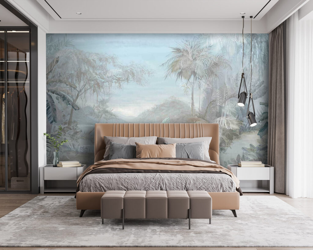 Folhas tropicais em azul-gelo — interior 3