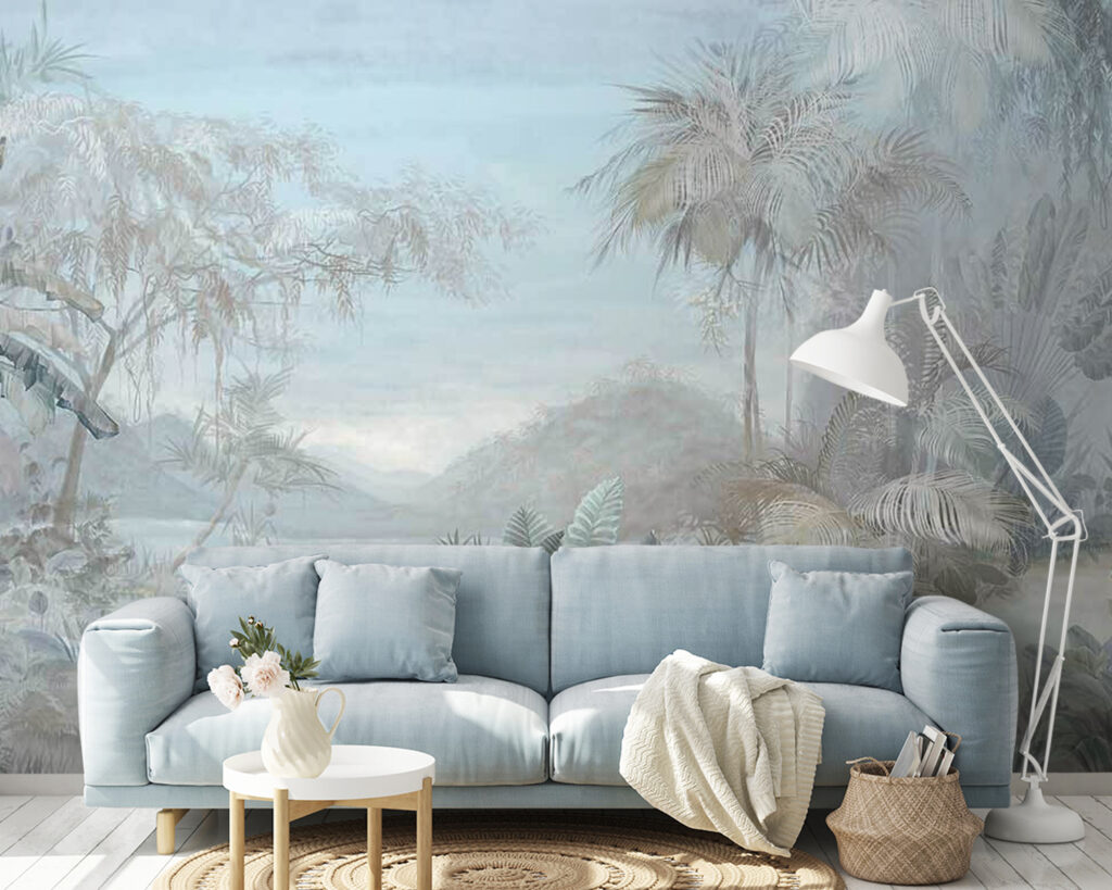 Folhas tropicais em azul-gelo — interior 1