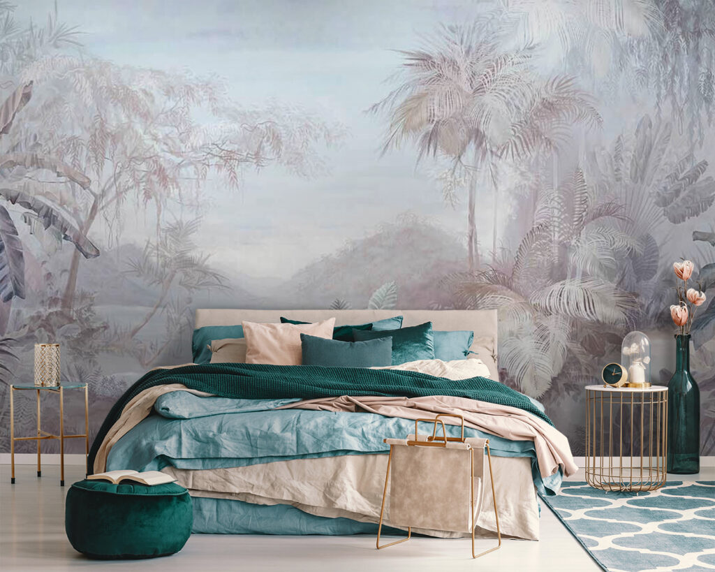 Folhas tropicais em azul-gelo — interior 2