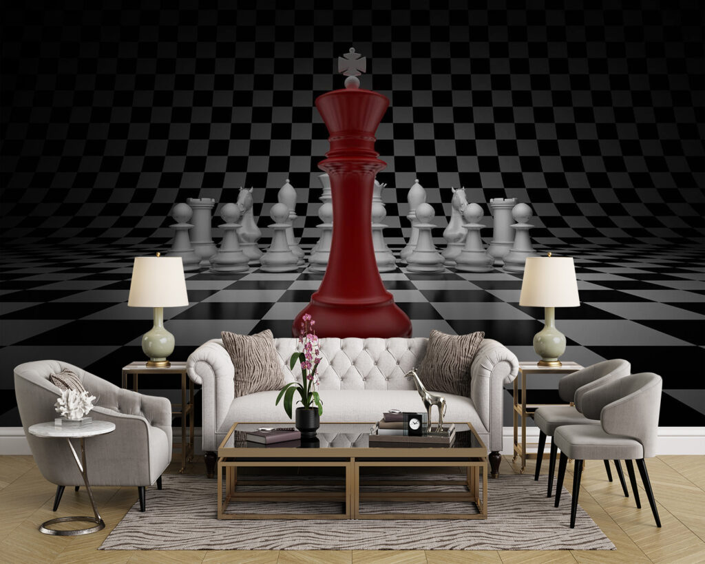 Rei vermelho num tabuleiro — interior 2