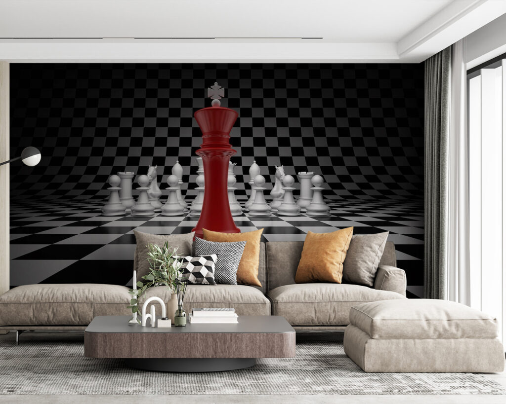 Rei vermelho num tabuleiro — interior 1