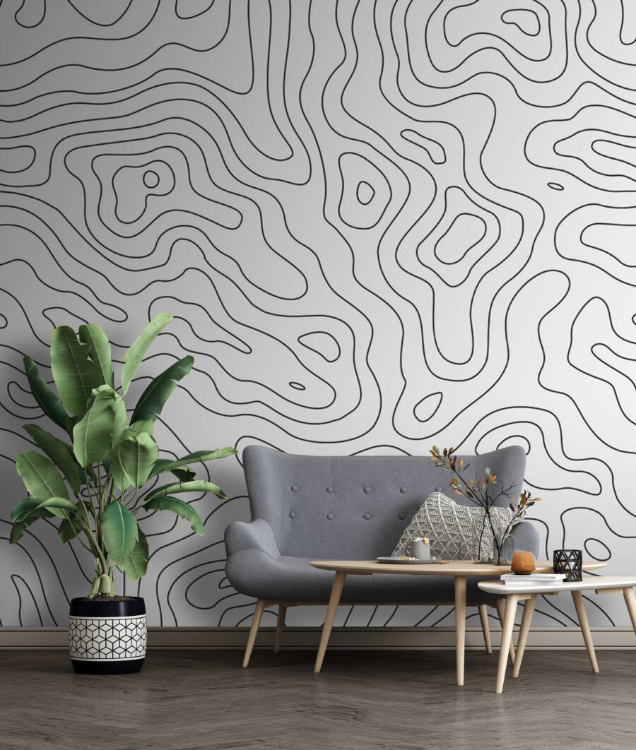 Contornos ondulados sobre branco — interior 3