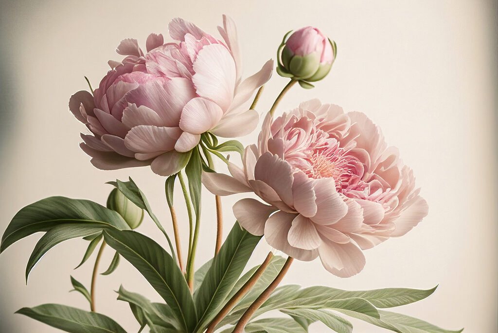Duas flores em hastes — design completo