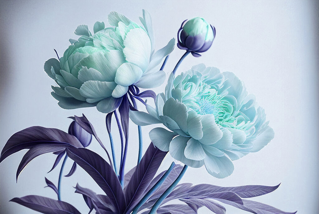 Duas flores em hastes — design completo