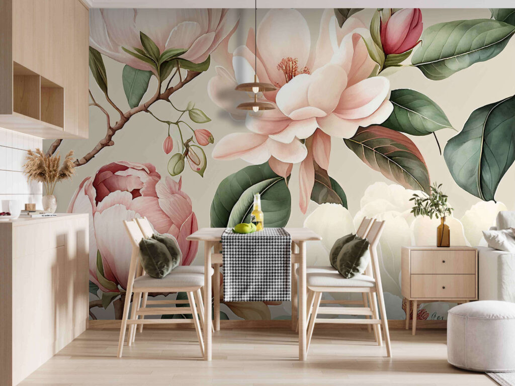 Flores e folhas largas — interior 1