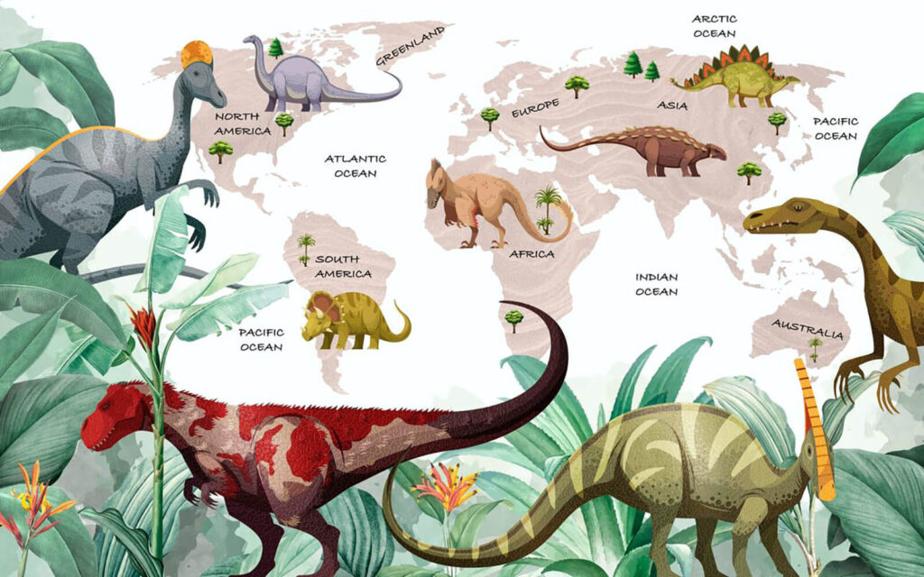Dinossauros num mapa — design completo