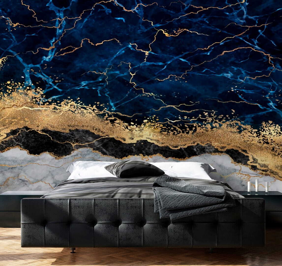 Faixa dourada em azul-escuro — interior 1