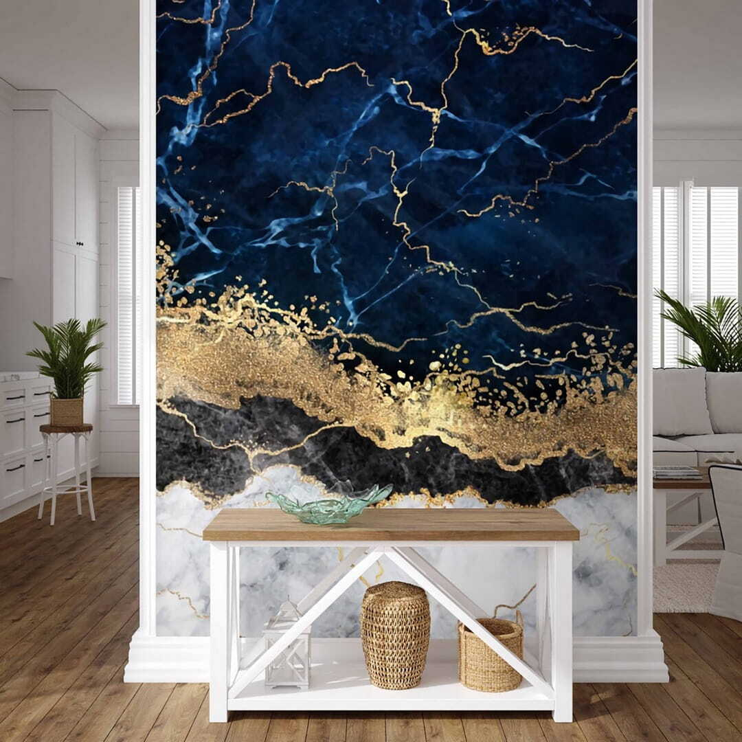 Faixa dourada em azul-escuro — interior 2