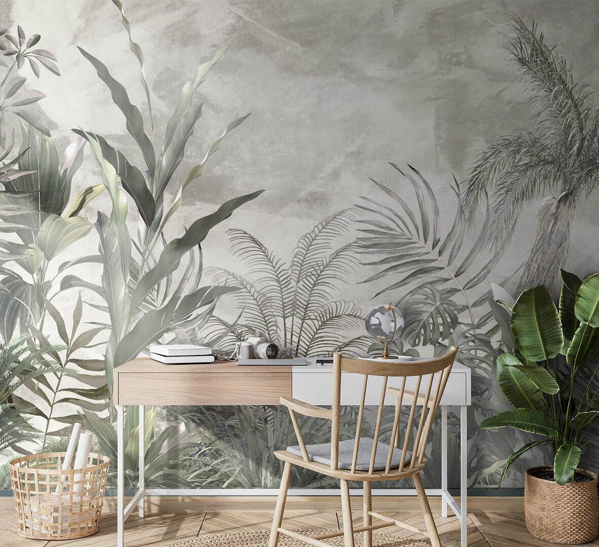 Jardim em cinzento-esverdeado num interior