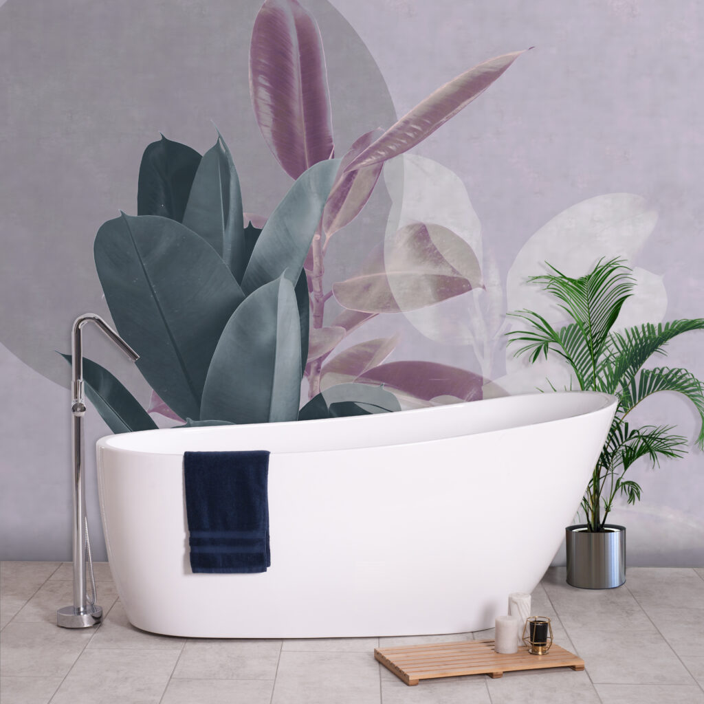 Folhas sobre um círculo num interior