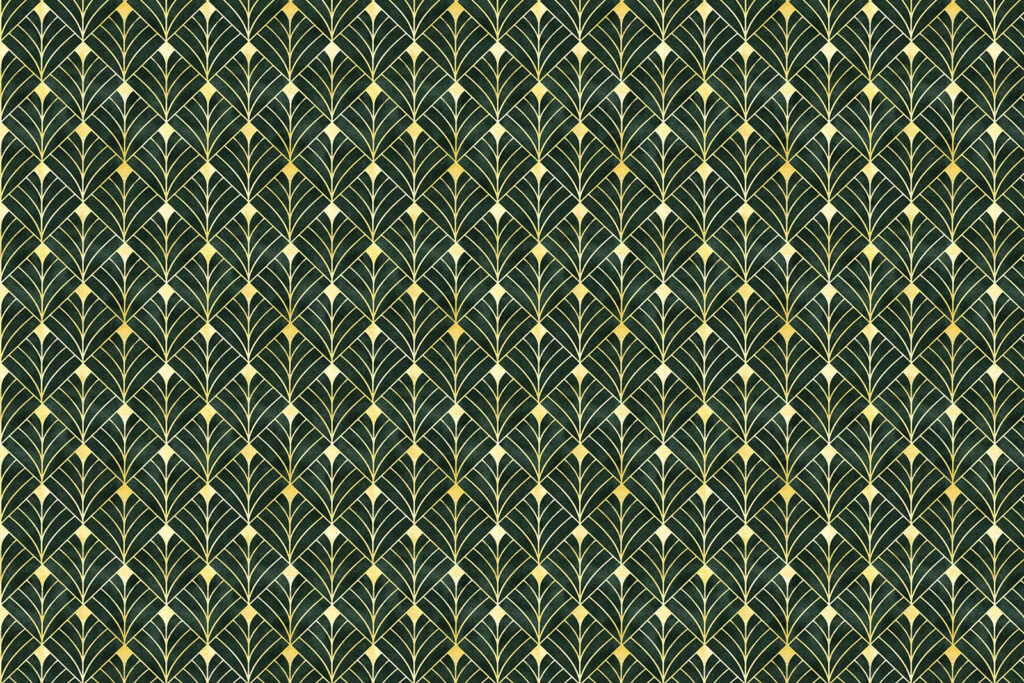 Leques verdes com dourado — design completo
